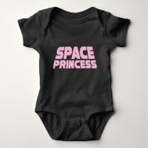 Space Princess - Bebê Jersey Bodyfit (Preto)