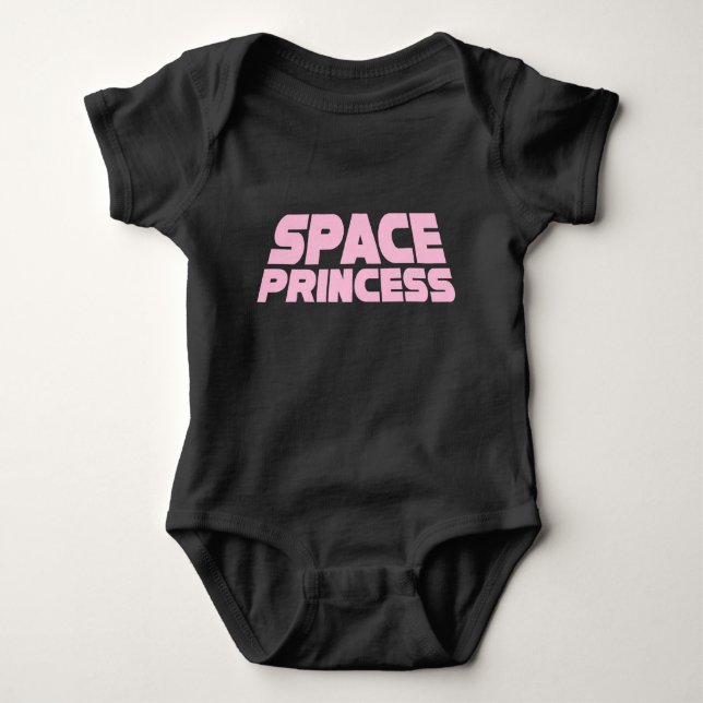 T-shirts Space Princess - Bebê Jersey Bodyfit (Preto) (Frente)