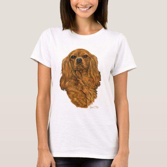 T-shirts Spaniel de rei Charles descuidado (Frente)