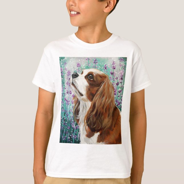 T-shirts Spaniel de rei descuidado Charles de Blenheim (Frente)