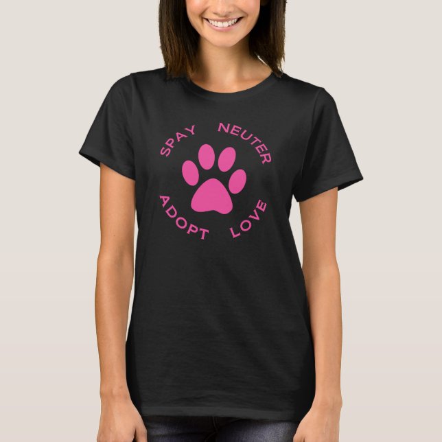 T-shirts Spay o neutro adotam o amor (Frente)