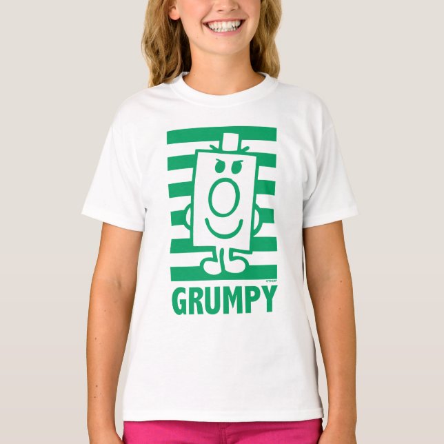 T-shirts Sr. Grumpy | Grin Mischievous e faixas verdes (Frente)