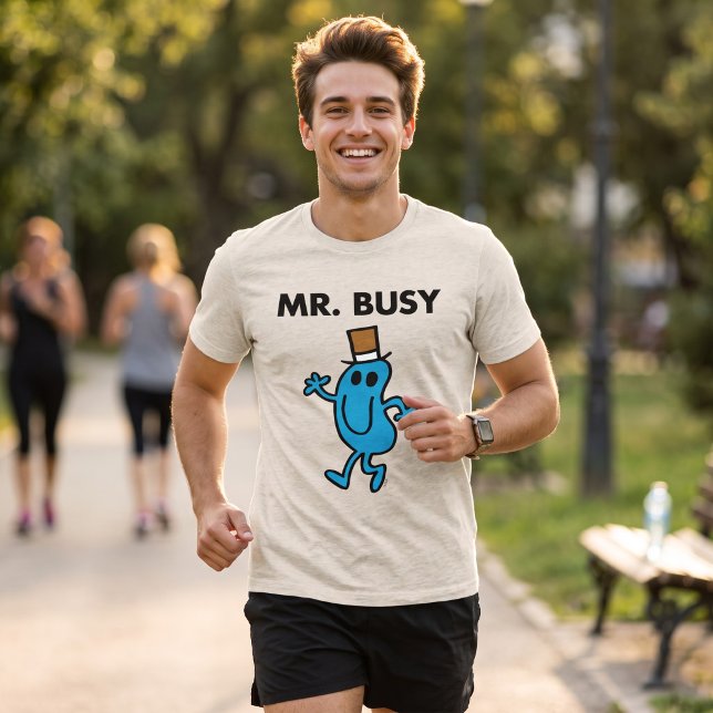 T-shirts Sr. Ocupado Acenando Olá (Simulated man wearing shirt)