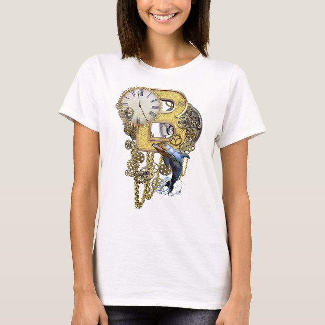 T-shirts Steampunk Birthday - letra B (Frente)