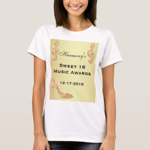 T-shirts Stiletto Dourado Glamouroso & Nota Musical