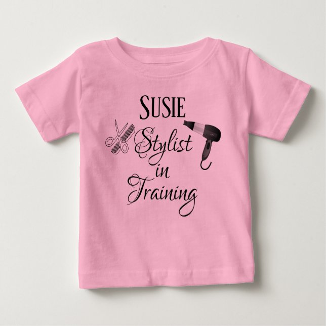 T-shirts Stylist in Training Baby Romper Salon Beauticitic (Frente)