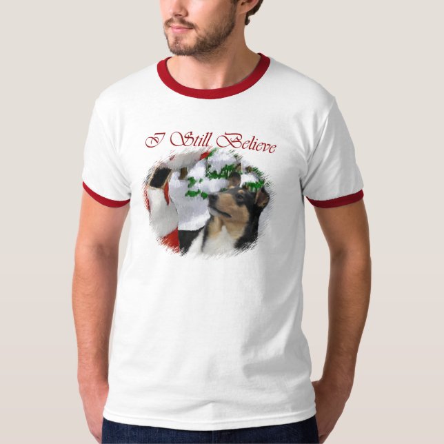 T-shirts Suave presentes de Natal Collie (Frente)