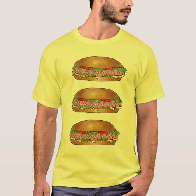 T-shirts Submarino Sandwich Sub Grinder Hoagie Hero Foodie (Frente)
