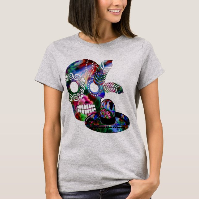 T-shirts Sugarland Psychedelic Grinnin' Skull Mexicano (Frente)
