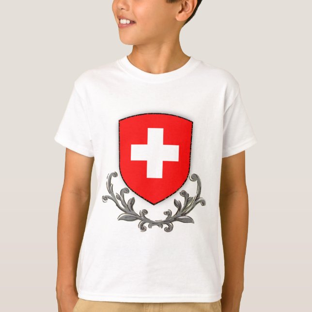 T-shirts Suiça Crest Kids Ringer (Frente)