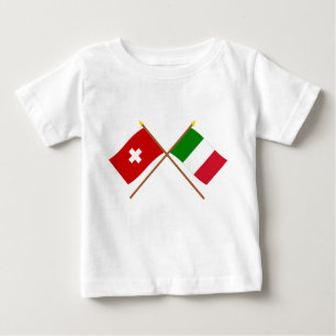 T-shirts Suiça e bandeiras cruzadas Italia