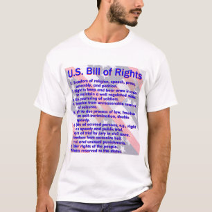 T-shirts Sumário da Declaração de Direitos em um fundo d