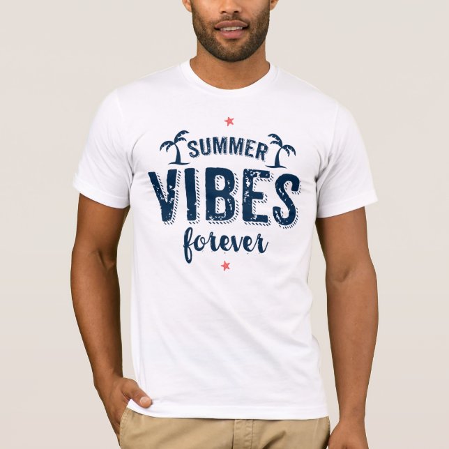 T-shirts Summer Vibes Forever Marinho Texto Azul (Frente)