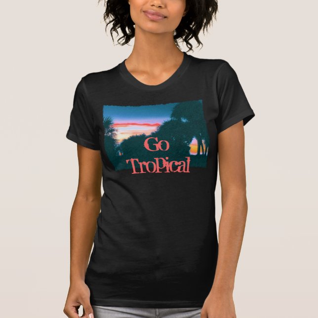 T-shirts Sunset tropical e Palmeiras (Frente)