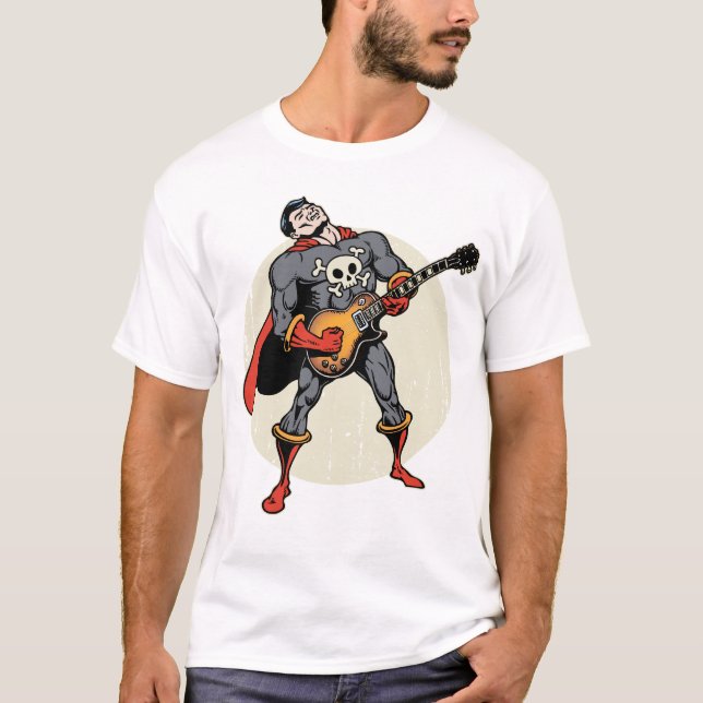 T-shirts Super-herói da guitarra (Frente)