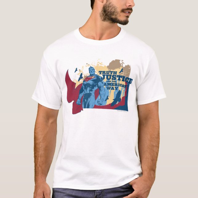 T-shirts Super-Homem com aves (Frente)