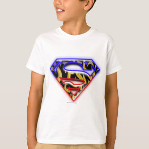 T-shirts Super-Homem  Logotipo de Grafite vermelho roxo