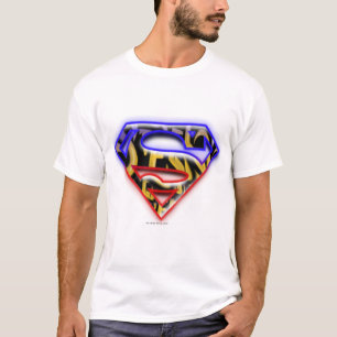 T-shirts Super-Homem Logotipo de Grafite vermelho roxo