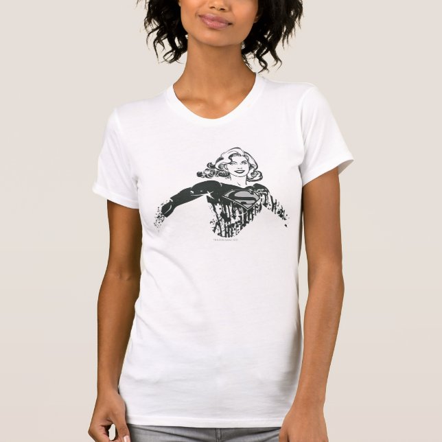 T-shirts Supergirl Black and White Drake 1 (Frente)