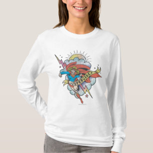 T-shirts Supergirl Voando Relâmpago Tatuagem