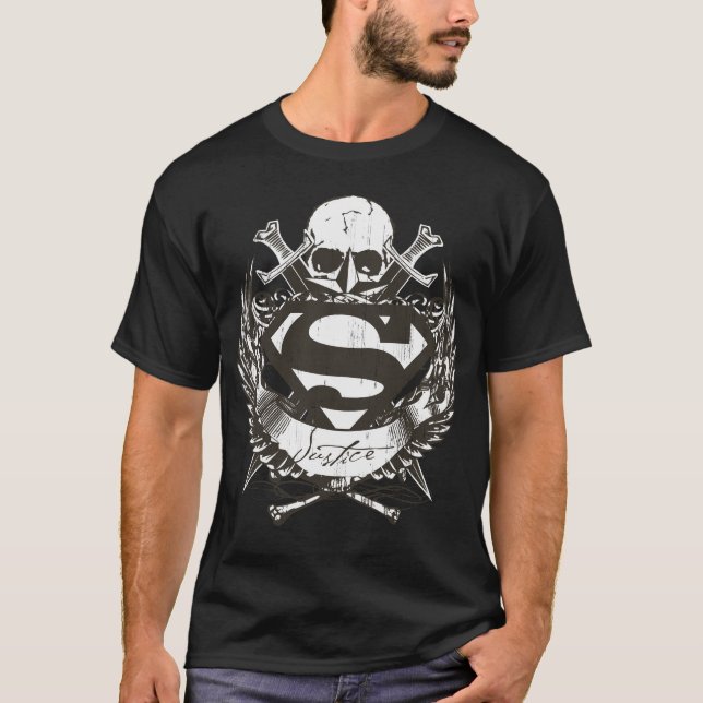 T-shirts Superman Estilizado | Logotipo da Justiça (Frente)