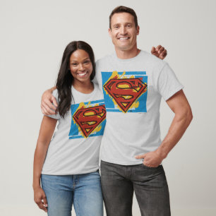 T-shirts Superman S-Shield Logotipo azul pintado
