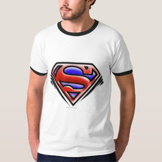 T-shirts Superman S-Shield | Logotipo Red Airbrush (Frente)