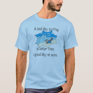 T-shirts Surfar contra o trabalho com desenhos animados