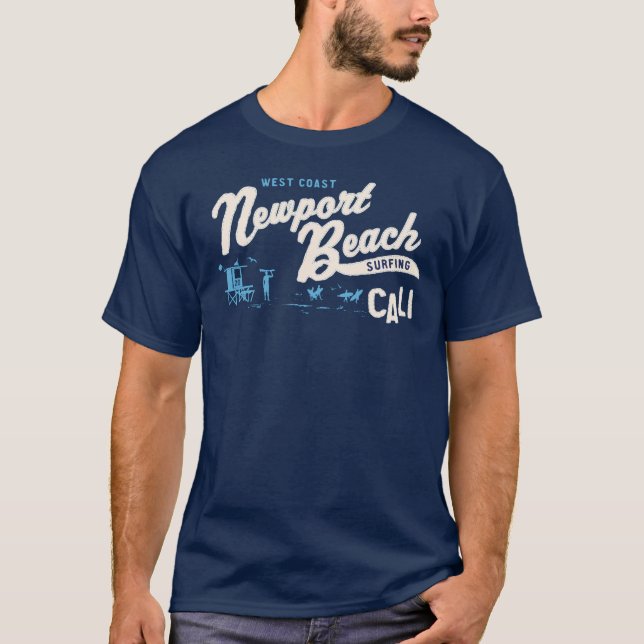 T-shirts Surfar de Califórnia da praia de Newport (Frente)
