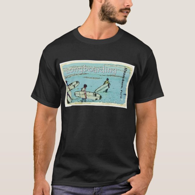 T-shirts Surfar de Longboarding Huanchaco Peru (Frente)