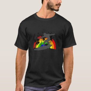 T-shirts Surfista com arco-íris