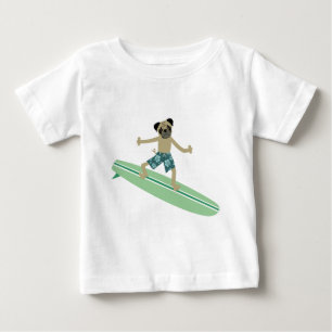 T-shirts Surfista de Longboard do cão do Pug