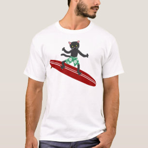T-shirts Surfista de Longboard do gato preto