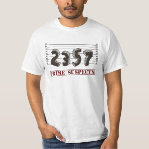 T-shirts Suspeitos do número primo