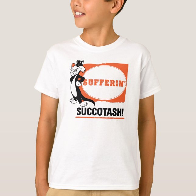 T-shirts SYLVESTER™ Sofrendo com o Succotash! (Frente)