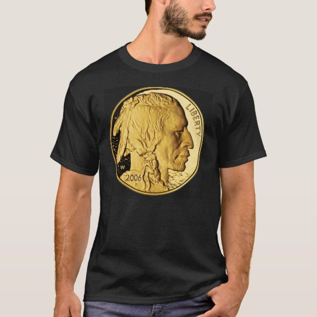 T-shirts T americano da obscuridade dos homens da moeda do (Frente)