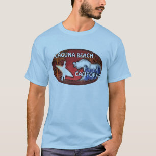 T-shirts T azul da arte do surfista das caras de Califórni
