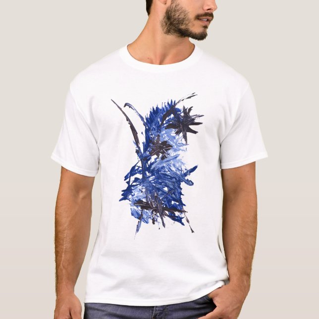 T-shirts T AZUL do SPLATTER da PINTURA (Frente)
