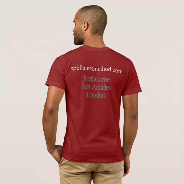 T-shirts T básico vermelho do #WellnessWarrior dos homens (Parte Traseira Completa)