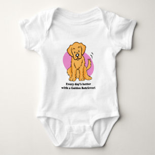 T-shirts T bonito do bebê do golden retriever dos desenhos
