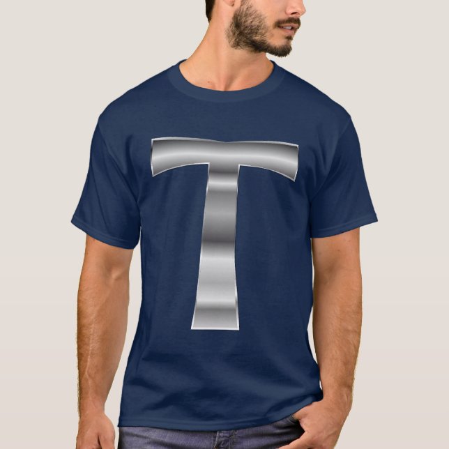 T-shirts T-camisa de prata da cruz de tau… (Frente)