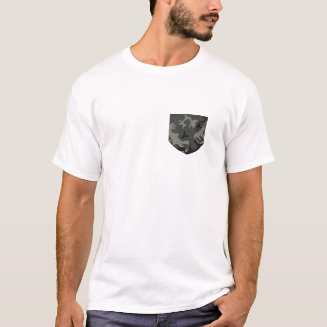 T-shirts T cinzento do bolso de Camo (Frente)