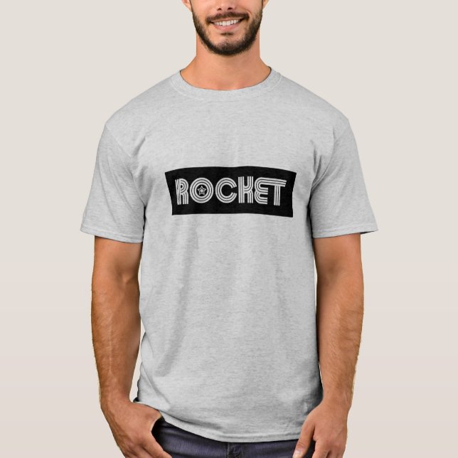 T-shirts T cinzento do Rocket dos homens (Frente)
