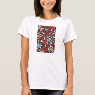 T-shirts T colorido da flor do hippie