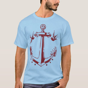 T-shirts T da âncora & do pardal do tatuagem do pirata do