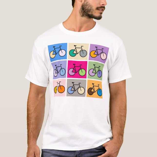 T-shirts T da bicicleta da arte de Mondrian (Frente)