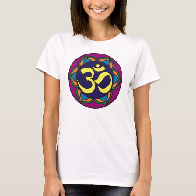 T-shirts T da boneca das senhoras do vitral do OM (Frente)
