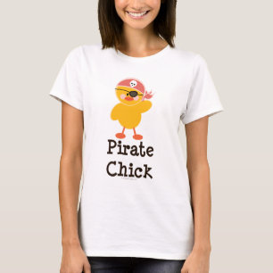 T-shirts T da campainha do pintinho do pirata