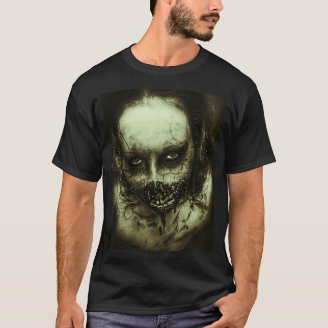 T-shirts T da cara do zombi (Frente)