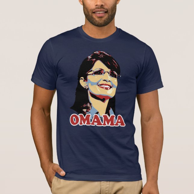 T-shirts T da cor de Sarah Palin Omama (Frente)
